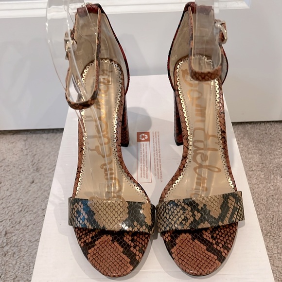 Sam Edelman Yaro Ankle Strap Multicolor Snake Print Heels - Picture 4 of 13